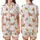 Whimsical Animal Lovers' Fluffy Highland Cow & Calf Watercolor Reddish-Brown & Lavender Wildflower Repeating Pattern Satin Short-Sleeve Pajamas Set - 1