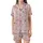 Cat Owner's Cartoon Cat Face Silhouette Black Outline Bubblegum Pink Pattern Satin Short-Sleeve Pajamas Set - 2