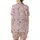 Cat Owner's Cartoon Cat Face Silhouette Black Outline Bubblegum Pink Pattern Satin Short-Sleeve Pajamas Set - 3