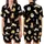 Cat Lovers' Whimsical Seamless Pattern: Playful Cartoon Cats, Tan & White Flat Outline Art with Pink Hearts on Black Satin Short-Sleeve Pajamas Set - 1