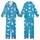 Cat Lover Azure Design: White Cats Leaping, Party Hats & Yellow Butterflies Kid Satin Pajamas Set - 1