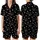 Cat Lover's Minimalist White Line Art Cat Faces & Tiny Scattered Hearts Black Pattern Satin Short-Sleeve Pajamas Set - 1