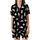 Cat Lovers' Whimsical Flat Illustrative Black Background Scattered Cartoon Cats White Tan Blue Pink Red Hearts Typography Satin Short-Sleeve Pajamas Set - 2