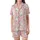 Cat Lovers' Whimsical Pastel Pink Seamless Cartoon Cats White Bodies Black Outlines & Pink Hearts Satin Short-Sleeve Pajamas Set - 2