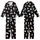 Cat Lover's Black Outline Cartoon Cats Pattern Posing White Tan Grey-Blue Red Hearts Kid Satin Pajamas Set - 1