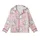 Cat Lover Pastel Pink Sleeping Winking Sitting Cats Black Outline White Body Hearts Kid Satin Pajamas Set - 2