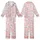 Cat Lover Pastel Pink Sleeping Winking Sitting Cats Black Outline White Body Hearts Kid Satin Pajamas Set - 1