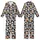 Pet Lovers' Golden Retriever Ginger Tabby Cat Faces Black White Abstract Pattern with Bones & Fish Skeletons Kid Satin Pajamas Set - 1