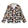 Pet Lovers' Golden Retriever Ginger Tabby Cat Faces Black White Abstract Pattern with Bones & Fish Skeletons Kid Satin Pajamas Set - 2