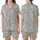 Cat Lovers' Whimsical Black & Grey Hand-Drawn Cartoon Cat Pattern with Playful Felines, Yarn, & Phrases Satin Short-Sleeve Pajamas Set - 1