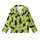 Cat Lovers' Vibrant Lime Green Playful Black Cat Silhouettes Flat Cartoon Pattern with Blue Eye Accent Kid Satin Pajamas Set - 2