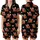 Festive Cat Lovers' Whimsical Santa Sleigh Cute Cartoon Cats White Grey Tan Golden Paw Prints Twinkling Stars Deep Black Pattern Satin Short-Sleeve Pajamas Set - 1