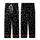 Cat Lovers' Minimalist White Line Art Playful Cats & Heart Paw Print Seamless Pattern on Black Kid Satin Pajamas Set - 3