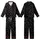 Cat Lovers' Minimalist White Line Art Playful Cats & Heart Paw Print Seamless Pattern on Black Kid Satin Pajamas Set - 1