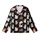 Kawaii Style Enthusiasts' Playful Hand-Drawn Cartoon Cats, Pink Hearts, White Grey Brown Peach on Black Kid Satin Pajamas Set - 2