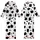 Modern Trendsetters' Bold High-Contrast Jet Black Organic Cowhide Spot Pattern Kid Satin Pajamas Set - 1