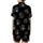 Cat Lovers' Cute Cartoon Grumpy Black Cats All-Over Pattern Golden Yellow Eyes White Mugs Satin Short-Sleeve Pajamas Set - 3