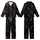 Cat Lovers' Minimalist White Line Art Sleeping Cats Black Background Whimsical Celestial Pattern Kid Satin Pajamas Set - 1