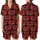 Cat & Ramen Enthusiasts' Whimsical Black Cat Ramen Bowl Red Black Buffalo Plaid Love Kanji Graphic Satin Short-Sleeve Pajamas Set - 1