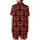 Cat & Ramen Enthusiasts' Whimsical Black Cat Ramen Bowl Red Black Buffalo Plaid Love Kanji Graphic Satin Short-Sleeve Pajamas Set - 3