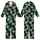 Cat Lovers' Playful Plump Minimalist Black Muted Green Cartoon Cats Forest Green Repeating Pattern Kid Satin Pajamas Set - 1