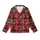 Cat & Ramen Enthusiasts' Whimsical Black Cat Ramen Bowl Red Black Buffalo Plaid Love Kanji Graphic Kid Satin Pajamas Set - 2