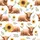 Whimsical Nature Lovers' Rustic Watercolor Highland Cow Golden Sunflower & Olive Teal Leaf Pattern Satin Short-Sleeve Pajamas Set - 4