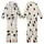 Cat Lovers' Whimsical Black Line Art Cats Seamless Pattern Creamy Off-White Background Kid Satin Pajamas Set - 1