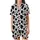 Modern Style Lovers' Illustrative Black White Organic Spot Cowhide Pattern Satin Short-Sleeve Pajamas Set - 2