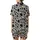 Contemporary Design Enthusiasts' Bold Black Organic Blob Abstract Pattern on Light Cream Satin Short-Sleeve Pajamas Set - vc8-tr9tc6