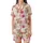 Whimsical Animal Lovers' Fluffy Baby Highland Cow Pink Floral Cream Illustration Satin Short-Sleeve Pajamas Set - 2