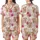 Whimsical Animal Lovers' Fluffy Baby Highland Cow Pink Floral Cream Illustration Satin Short-Sleeve Pajamas Set - 1