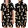 Cat Lovers' Whimsical Black Pattern with Tan & White Cartoon Cats, 'Cute Cat' Script, Pink Hearts Satin Short-Sleeve Pajamas Set - 1