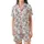 Cat Lovers' Whimsical Pink Crown Cartoon Cats, Soft Pink Rose Blossom, Sage Green, Pastel Blue Pattern Satin Short-Sleeve Pajamas Set - 2