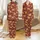 Highland Cow Lovers' Whimsical Flat Art Highland Cattle Thistle Heather Seamless Pattern Deep Crimson Red & Creamy Gold Satin Pajamas Set - 1