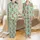 Highland Cow Lovers' Whimsical Folk Art Cows Vibrant Serape Sombrero Pastel Mint Green Pattern Satin Pajamas Set - 1