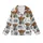 Whimsical Animal Lovers' Fluffy Highland Cow Boba Tea Lavender Caramel Teal Distressed Text Pattern Kid Satin Pajamas Set - 2