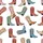 Western Style Lovers' Hand-Drawn Cowboy Boot Pattern Pink Teal Terracotta Hues Kid Satin Pajamas Set - 4