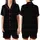 Minimalist Design Lovers' Deep Black Charcoal Interlocking Line Subtle Grid Satin Short-Sleeve Pajamas Set - 1