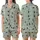 Cat Lovers' Whimsical Urban Cats Minimalist Sage Green Line Art Black Silhouette Pattern Satin Short-Sleeve Pajamas Set - 1