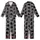 Cat Lovers' Whimsical Black Cat Silhouette Repeating Pattern Tiny Hearts White Dot Eyes Heather Dark Grey Kid Satin Pajamas Set - 1