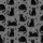 Cat Lovers' Whimsical Black Cat Silhouette Repeating Pattern Tiny Hearts White Dot Eyes Heather Dark Grey Kid Satin Pajamas Set - 4