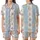 Pastel Dreamers' Whimsical Hand-Drawn Sleeping Cats Pink Bows Blue Flowers Cupcakes Soft Pastel Blue Off-White Knit Bands Satin Short-Sleeve Pajamas Set - 1