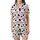 Cow Lovers' Seamless Cute Cartoon Cow Heads & Spots Pattern with Pink Muzzles, Tan Horns, Red Bows, 'LUCK~' Text, Pink Hearts Satin Short-Sleeve Pajamas Set - 2