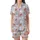 Baby Animal Lovers' Whimsical Sleepy Highland Cow Seamless Pattern in Soft Blue and Muted Gray with Twinkling Stars Satin Short-Sleeve Pajamas Set - 2