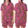 Whimsical Style Fans' Fluffy Brown Baby Highland Cow Leopard Bow Fuchsia Pink Illustrative Pattern Satin Short-Sleeve Pajamas Set - 1