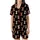 Animal Lovers' Whimsical Fluffy Highland Cow Calves Repeating Pattern with Leopard Print Bows on Black Satin Short-Sleeve Pajamas Set - 2