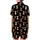 Animal Lovers' Whimsical Fluffy Highland Cow Calves Repeating Pattern with Leopard Print Bows on Black Satin Short-Sleeve Pajamas Set - 3