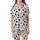 Cow Lovers' Whimsical Cartoon Cow Pattern: Black Spots, Pink Snouts, Udders, Hoof Prints, White Background Satin Short-Sleeve Pajamas Set - 2