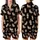 Cow Lovers' Whimsical Brown Tan Cows Red Bows Sassy White Text Black Seamless Pattern Satin Short-Sleeve Pajamas Set - 1